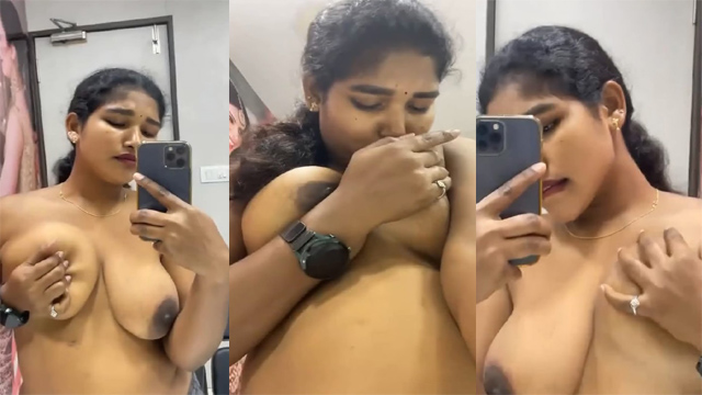 Desi Tamil Wife Pressing Boobs Viral Video